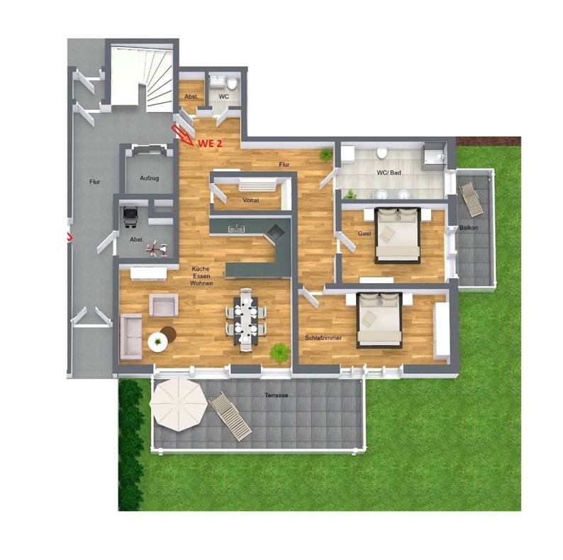 Grundriss WE 2 Erdgeschosswohnung Bonn