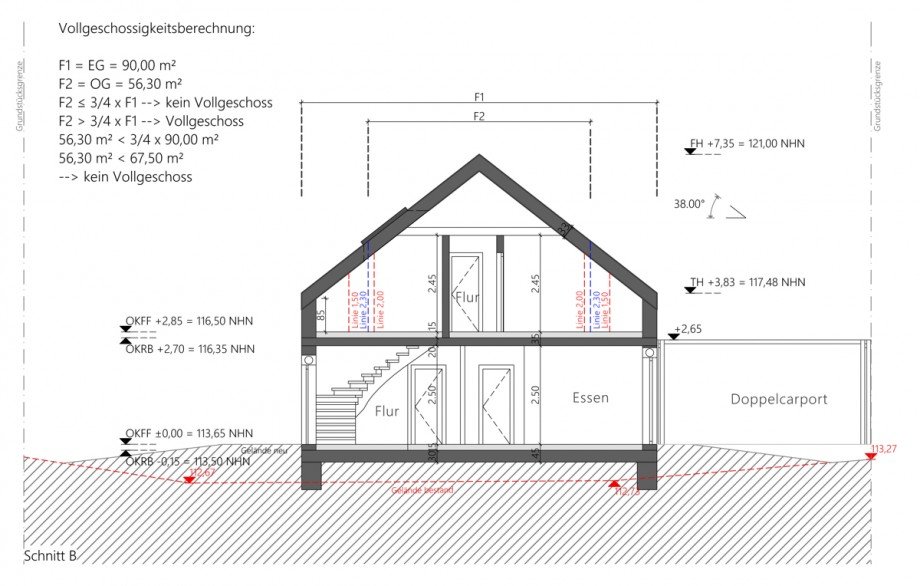 Schnitt Einfamilienhaus Windeck / Dattenfeld