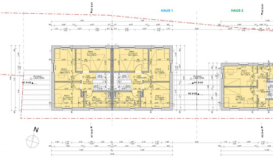 Grundriss OG Doppelhaush�lfte Sankt Augustin
