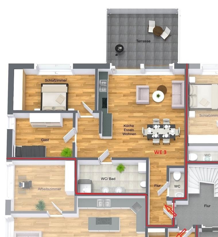 Grundriss WE 3 Erdgeschosswohnung Bonn