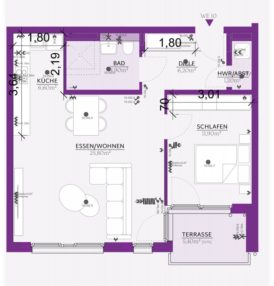Grundriss Etagenwohnung Sankt Augustin / Hangelar