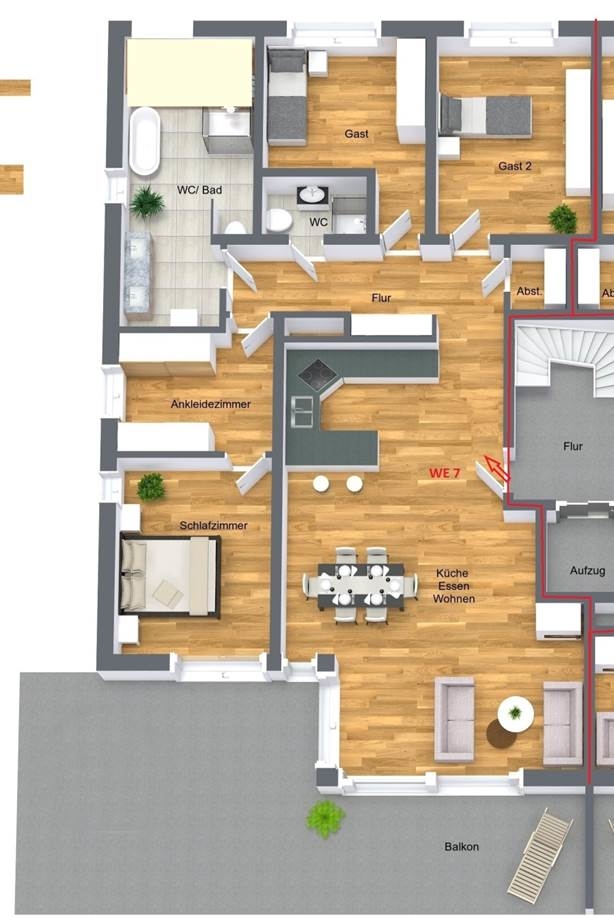 Grundriss WE 7 Etagenwohnung Bonn