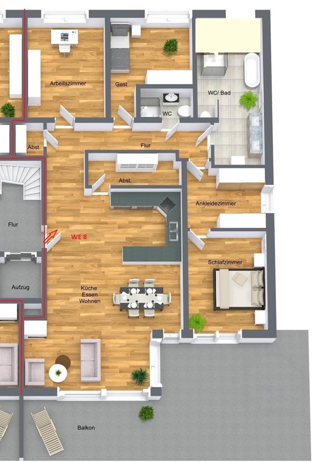 Grundriss WE 8 Etagenwohnung Bonn