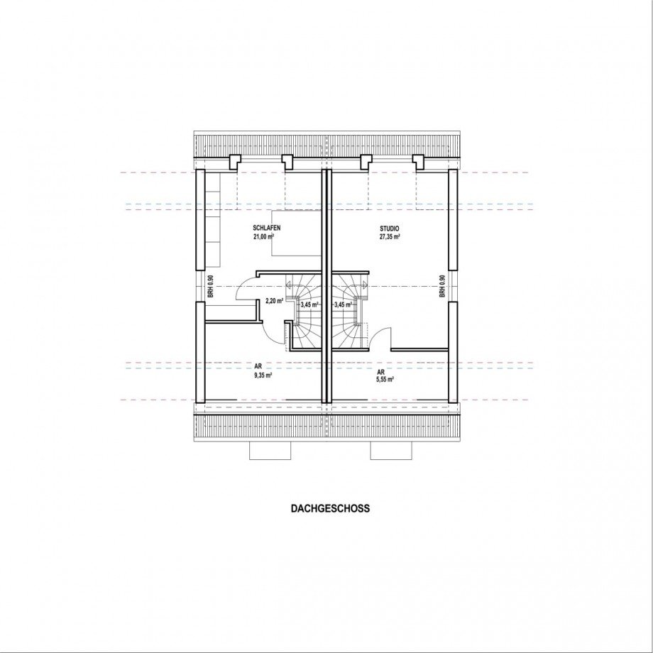 BV Hangelar Grundriss Dachgeschoss Doppelhaush�lfte Bonn / Beuel-Mitte