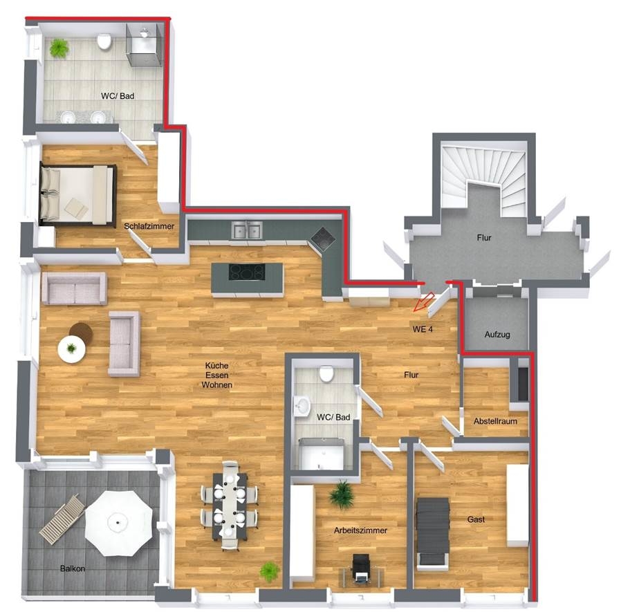 Grundriss WE 4 Etagenwohnung Bonn